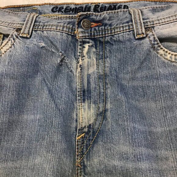 Cremieux Relaxed Distressed Wide Leg blue jeans 34X28 - Picture 4 of 9